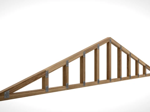 Wooden Truss Gable End PBR 3D Model