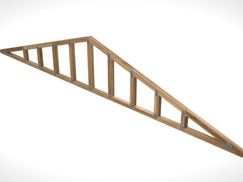 Wooden Truss Gable End PBR 3D Model