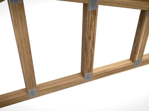 Wooden Truss Gable End PBR 3D Model
