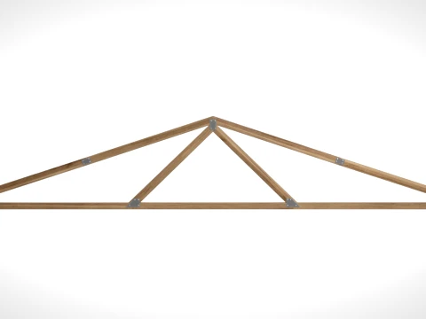 Wooden Truss Simple Fink PBR 3D Model
