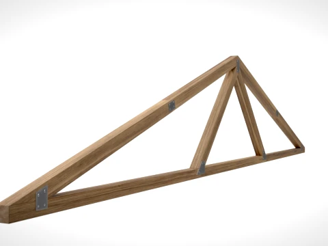 Wooden Truss Simple Fink PBR 3D Model