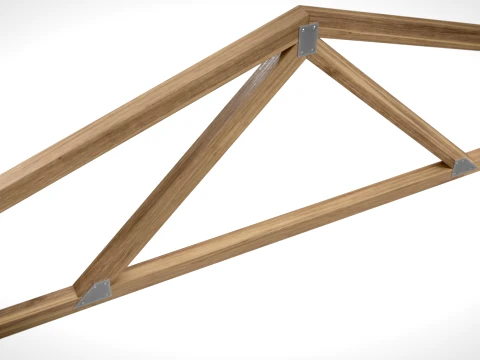 Wooden Truss Simple Fink PBR 3D Model