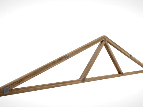 Wooden Truss Simple Fink PBR 3D Model