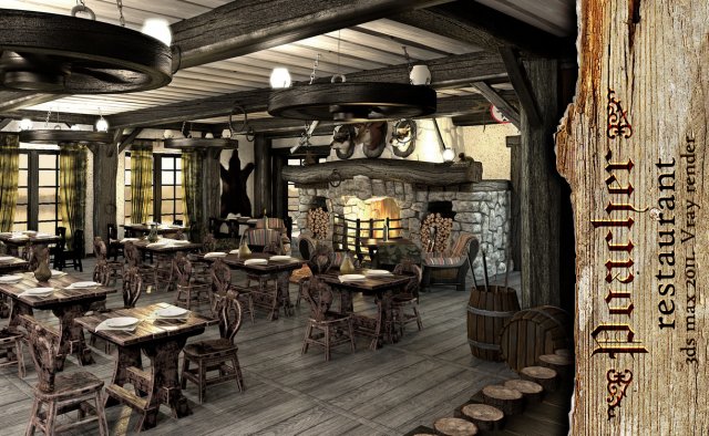 poacher banquet restaurant 3D 模型 .c4d .max .obj .3ds .fbx .stl .blend 