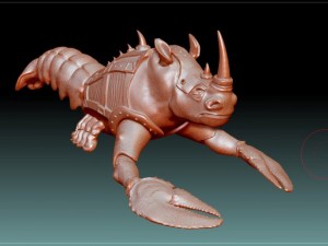 stl crayfish with rhino head statue Model do druku 3D