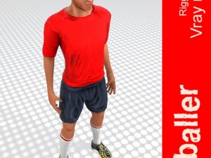 footballer rigged 3D Model
