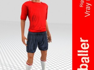 footballer rigged 3D Model