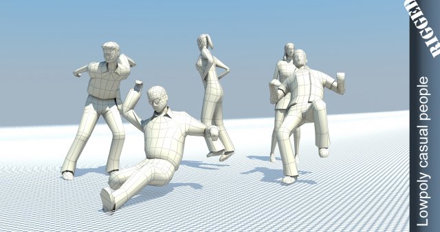 people casual rigged lowpoly set 3D Model .c4d .max .obj .3ds .fbx .stl .blend 