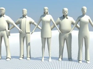 people casual rigged lowpoly set 3D Model