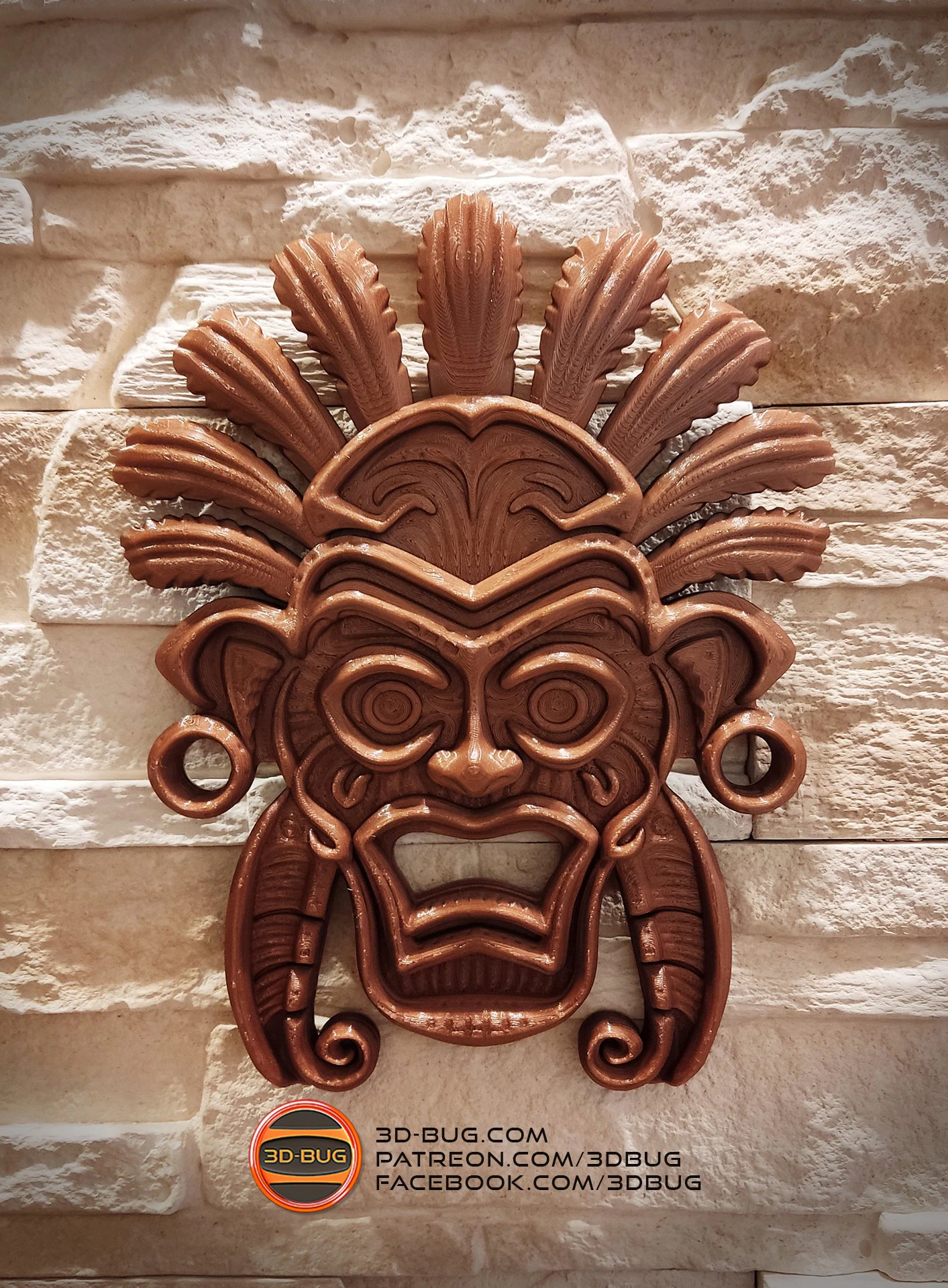 Tribal wall mask decoration 3D Print Model .c4d .max .obj .3ds .fbx .stl .blend 
