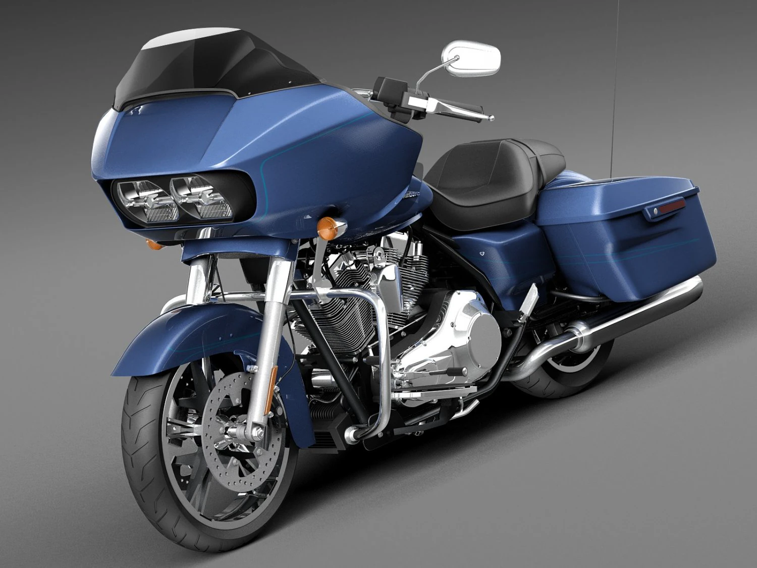 Harley-Davidson Road Glide 2015 3D Model .c4d .max .obj .3ds .fbx .stl .blend 