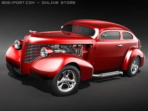 Hotrod Pontiac 1938 3D Model .c4d .max .obj .3ds .fbx .stl .blend