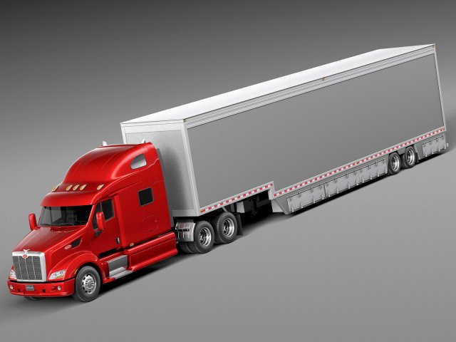 Peterbilt 587 2015 Truck with Trailer Modello 3D .c4d .max .obj .3ds .fbx .stl .blend 