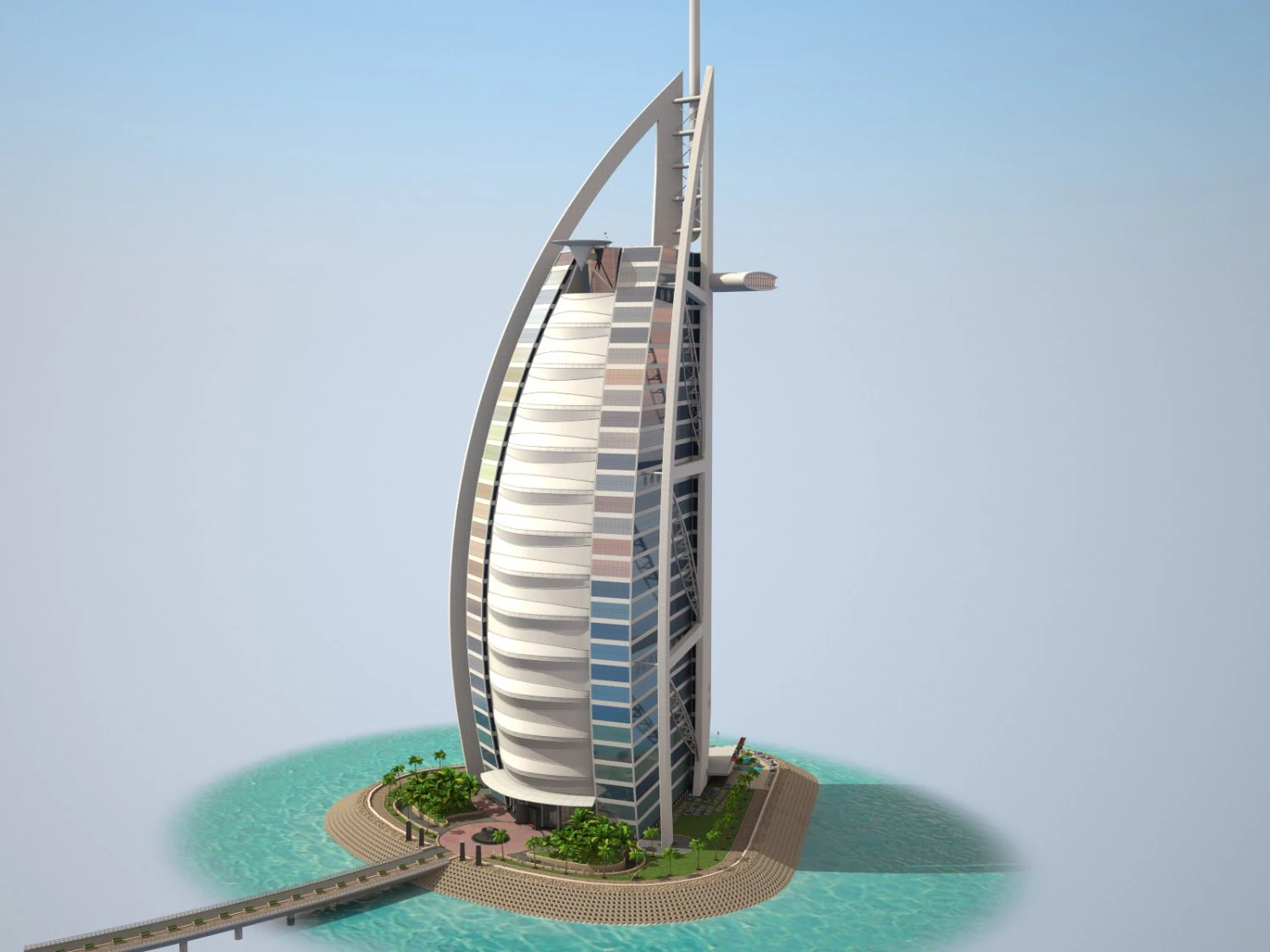 Burj Al Arab Hotel 3D Model .c4d .max .obj .3ds .fbx .stl .blend