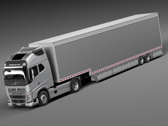 Volvo FH16 Globtrotter Trailer 2013 3D Model .c4d .max .obj .3ds .fbx .stl .blend 
