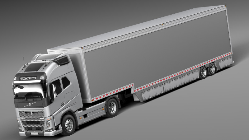 Volvo FH16 Globtrotter Trailer 2013 Modèle 3D .c4d .max .obj .3ds .fbx .stl .blend