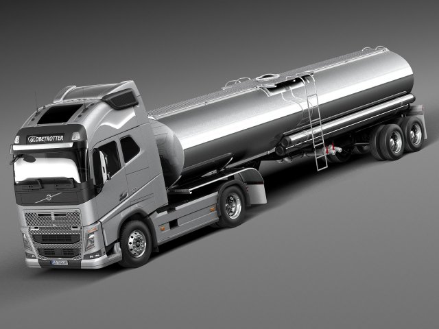Volvo FH16 Globtrotter Tanker 2013-2015 3D Model .c4d .max .obj .3ds .fbx .stl .blend 