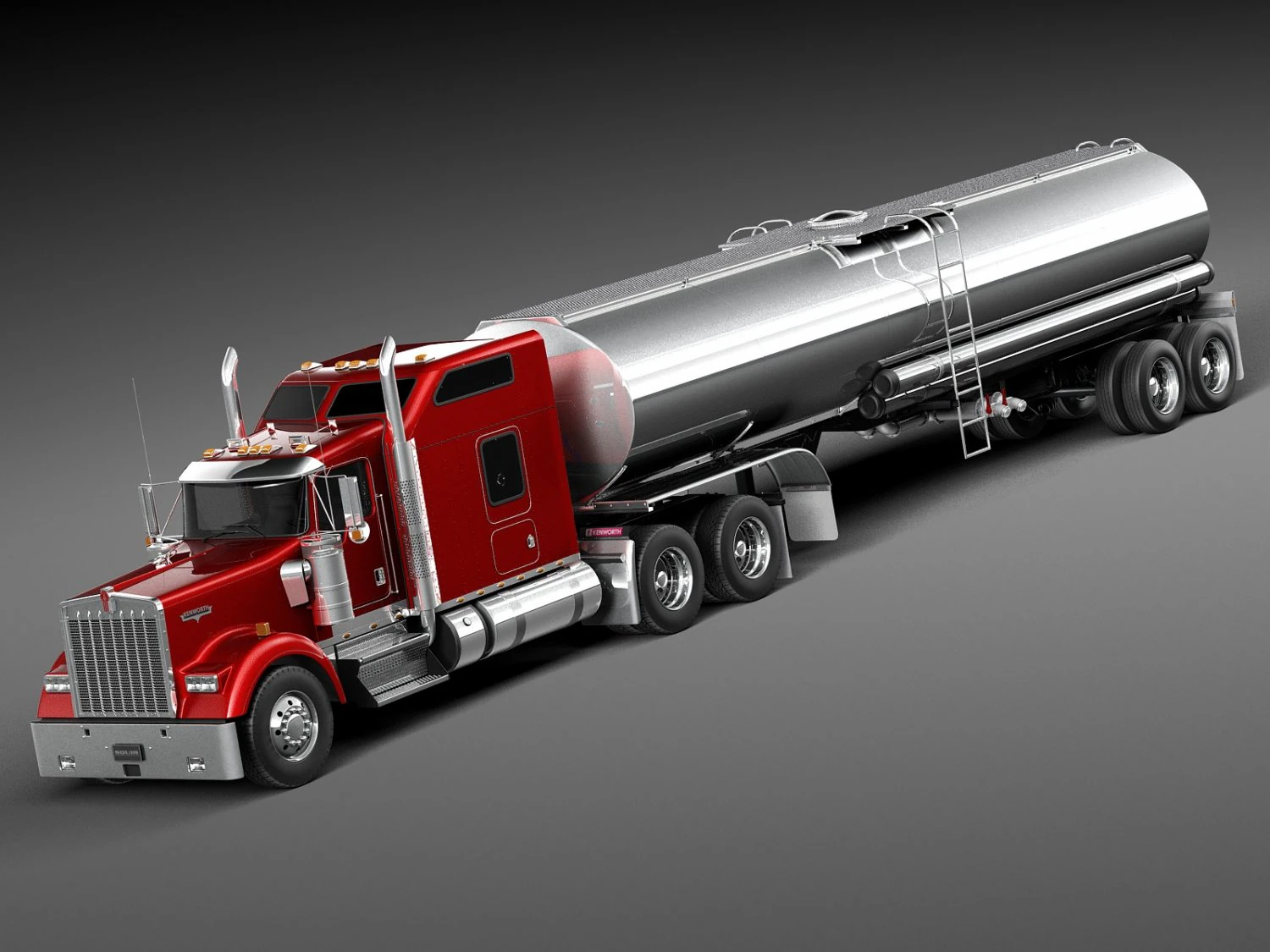 Kenworth W900 Sleeper Cab Tanker 2014 3D Model .c4d .max .obj .3ds .fbx .stl .blend