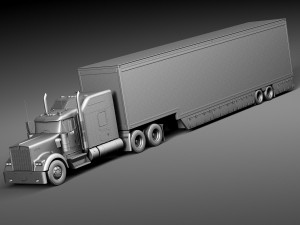 Kenworth W900 Sleeper Cab Trailer 2014 3D Модель