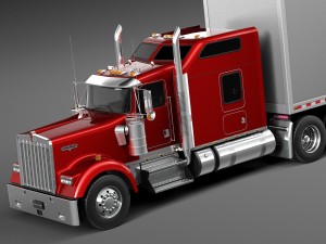 Kenworth W900 Sleeper Cab Trailer 2014 3D Модель