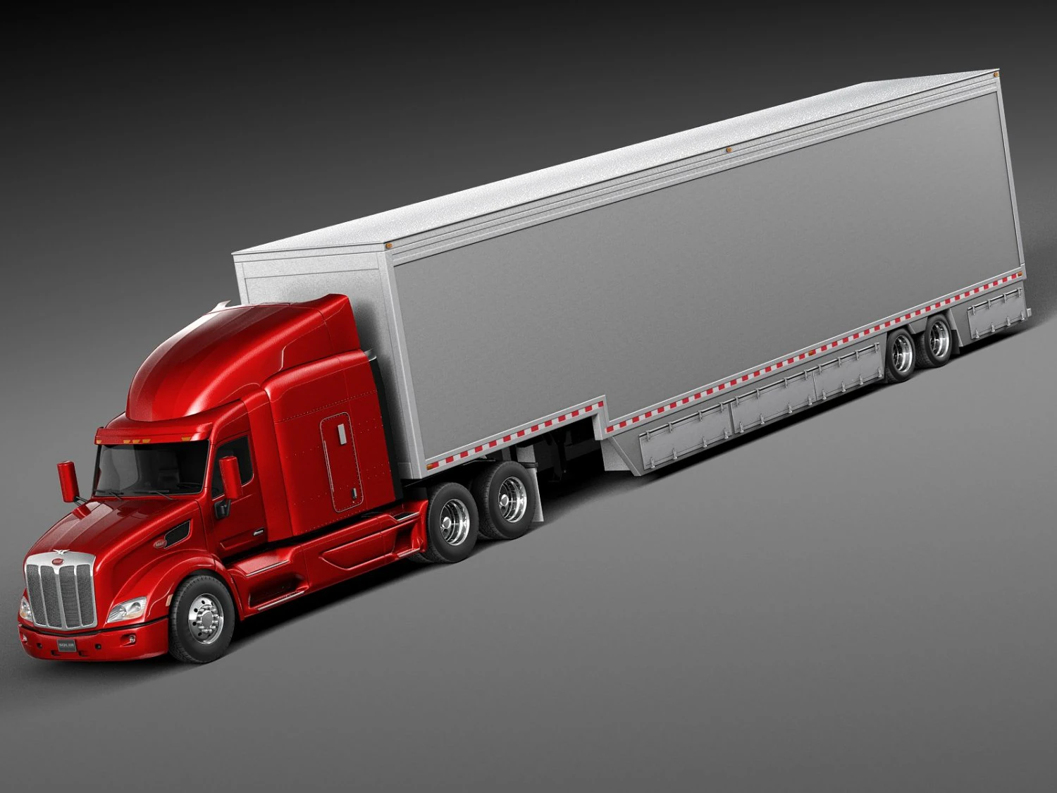 Peterbilt 579 Semi Truck Trailer 2012 3D Model .c4d .max .obj .3ds .fbx .stl .blend 