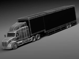Peterbilt 579 Semi Truck Trailer 2012 3D Model