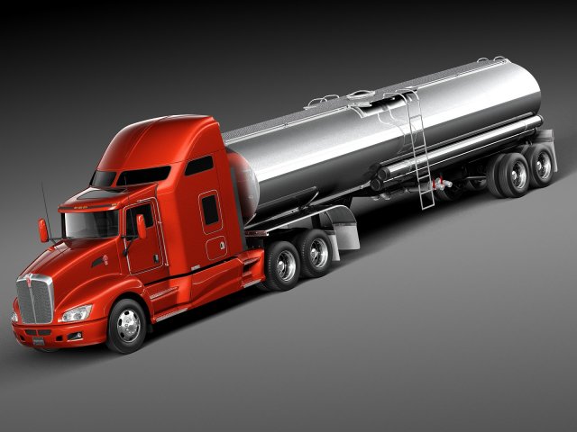 Kenworth T660 Tanker 2015 3D Model .c4d .max .obj .3ds .fbx .stl .blend 