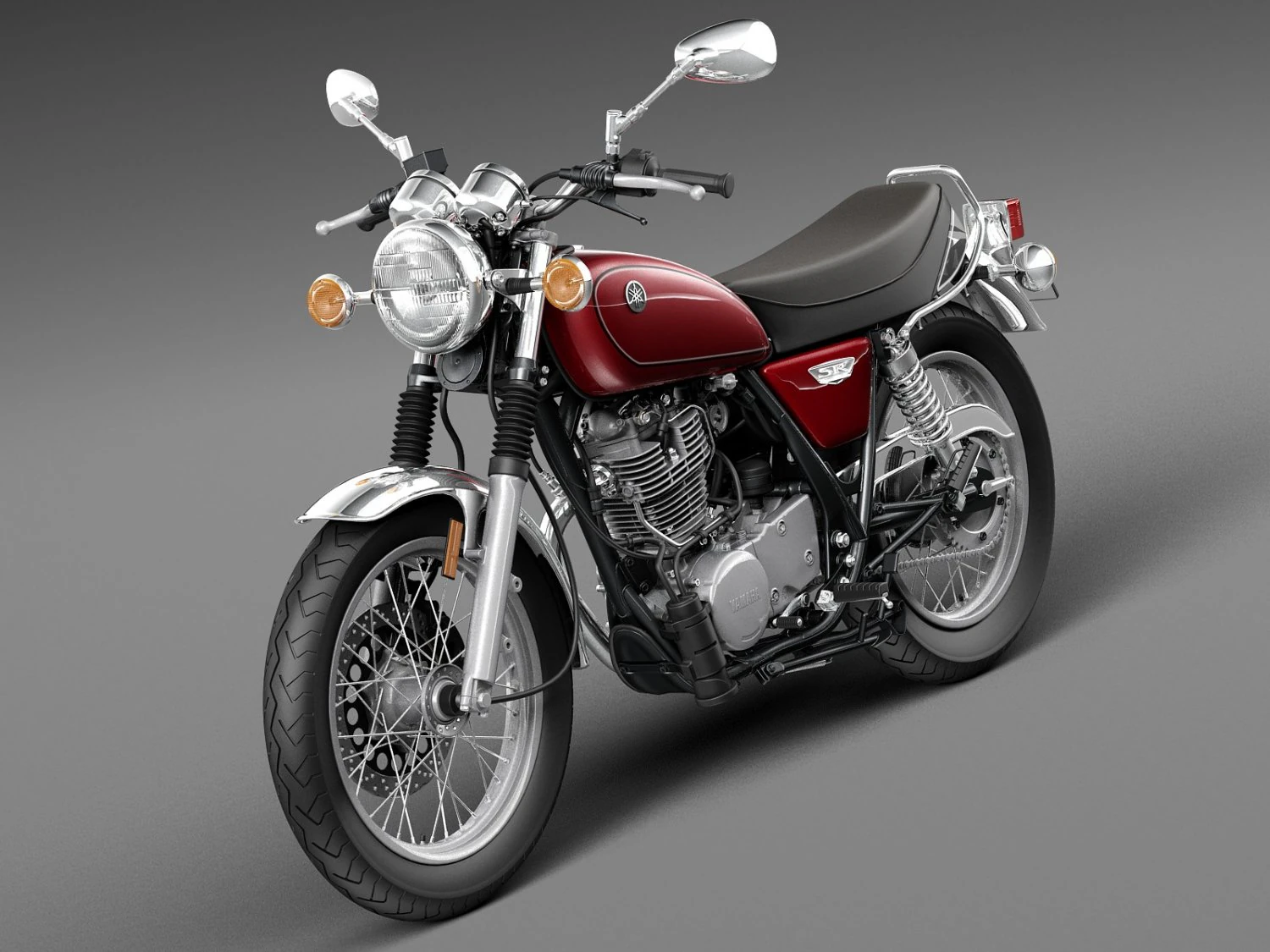 Yamaha SR400 2015 3D Model .c4d .max .obj .3ds .fbx .stl .blend 