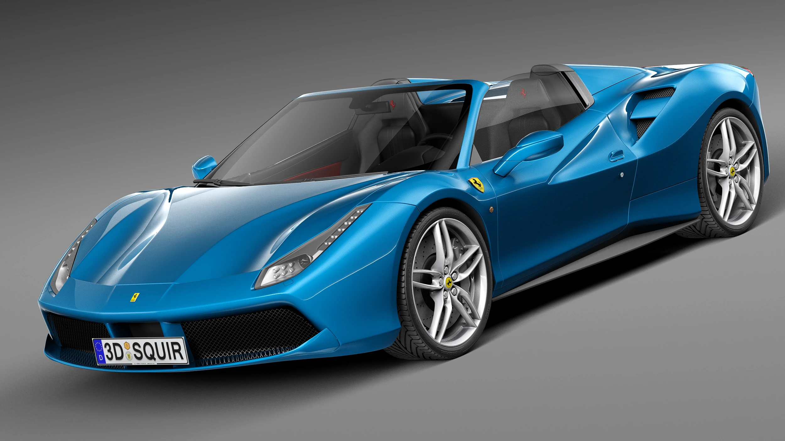 Ferrari 488 GTB Spider 2016 3D Model .c4d .max .obj .3ds .fbx .stl .blend 