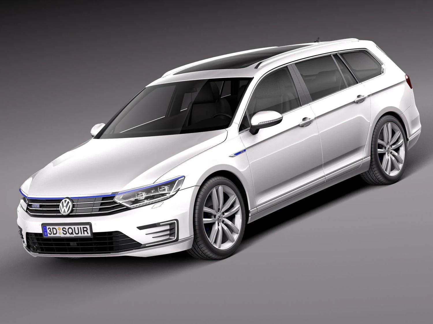 Volkswagen Passat Variant GTE 2016 3D Model .c4d .max .obj .3ds .fbx .stl .blend 