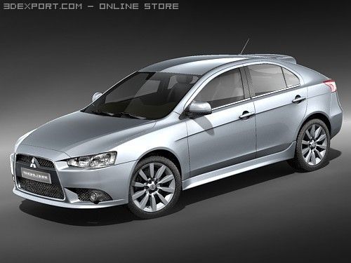 Mitsubishi Lancer SportBack 2009 3D Model .c4d .max .obj .3ds .fbx .stl .blend