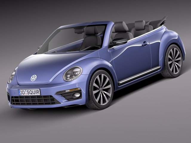Volkswagen Beetle Convertible R-line 2015 3D 모델 .c4d .max .obj .3ds .fbx .stl .blend 