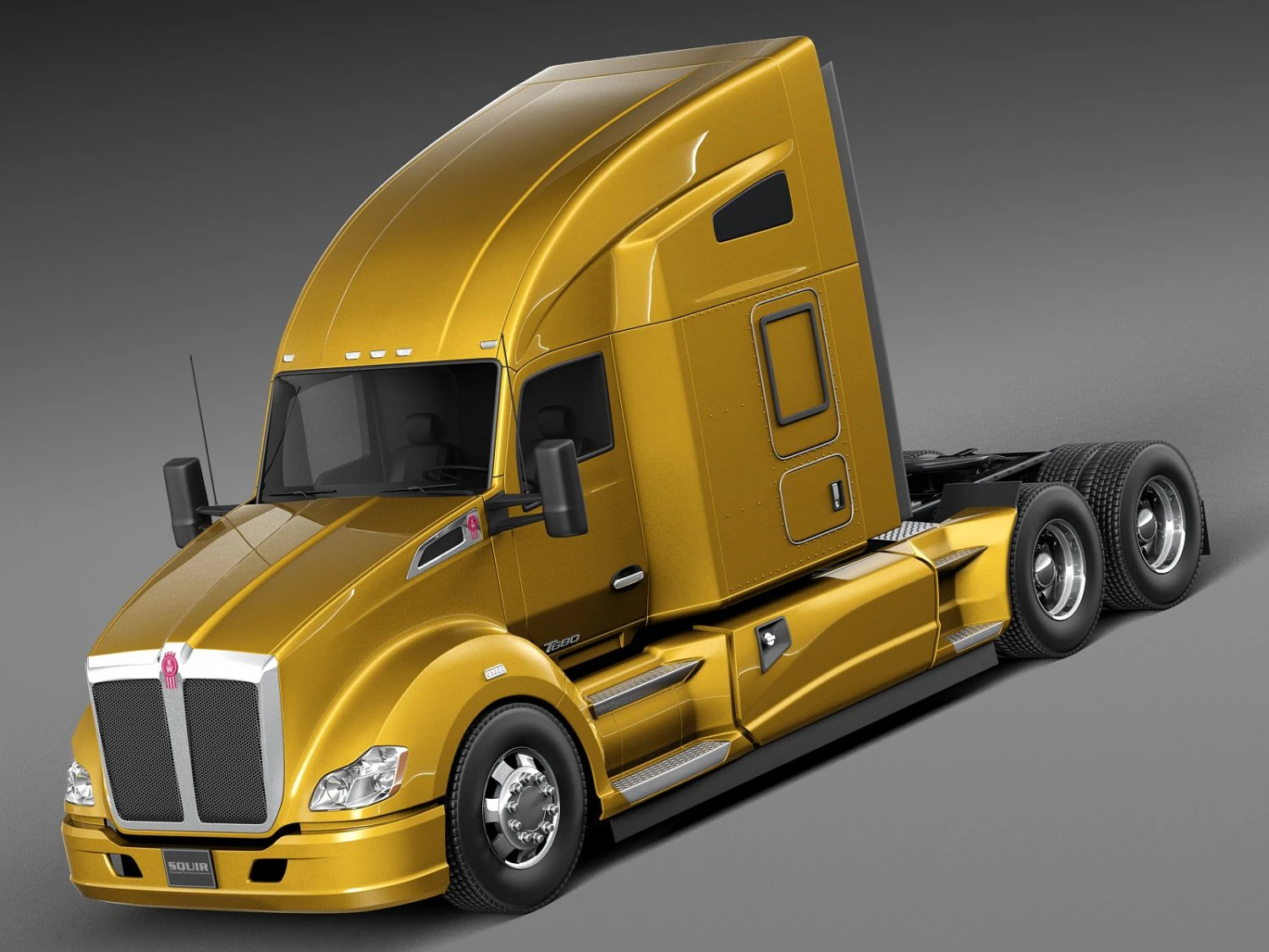 Kenworth T680 2015 Semi Truck 3D Model .c4d .max .obj .3ds .fbx .stl .blend 