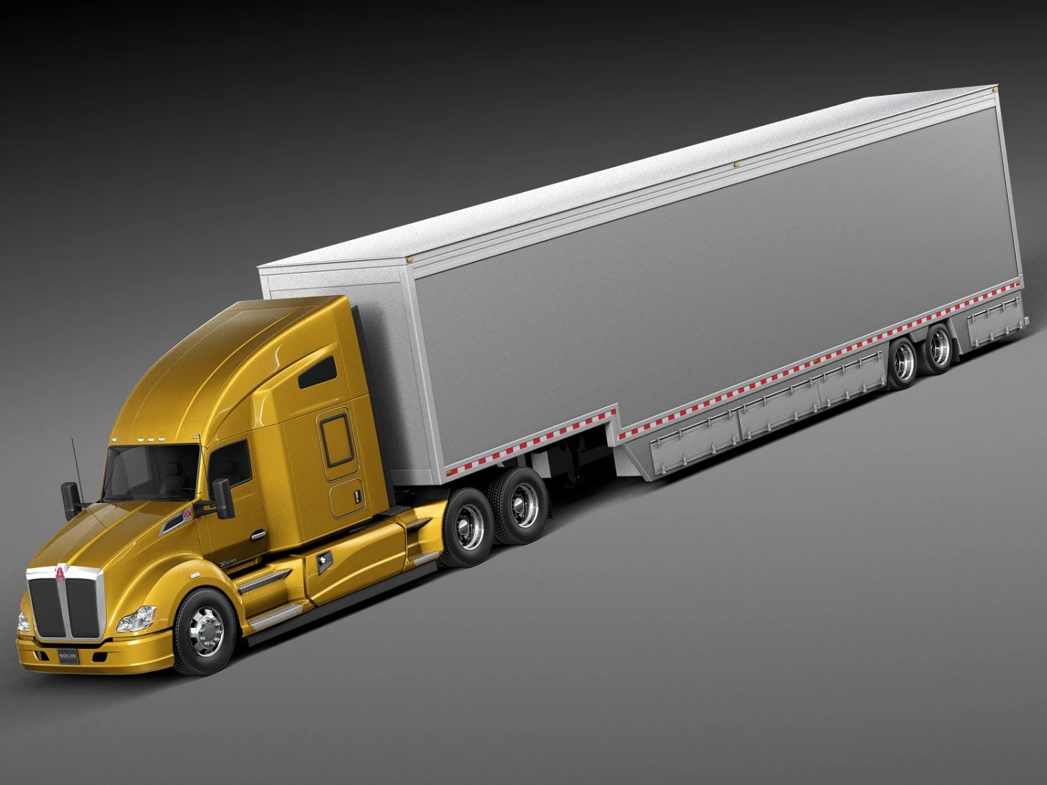 Kenworth T680 2015 Trailer 3D Model .c4d .max .obj .3ds .fbx .stl .blend