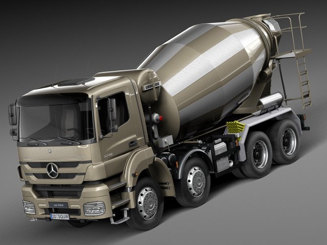 Mercedes-Benz Axor 3240B Cement Mixer 2015 3D Модель .c4d .max .obj .3ds .fbx .stl .blend 
