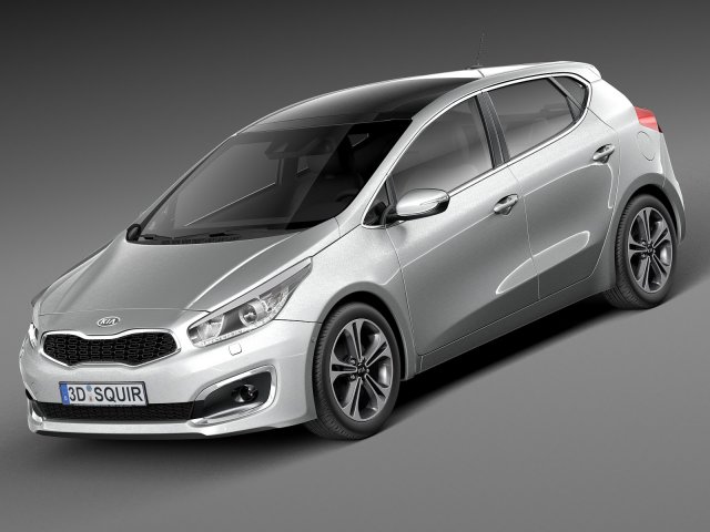 Kia Ceed 5-door 2016 3D Model .c4d .max .obj .3ds .fbx .stl .blend 