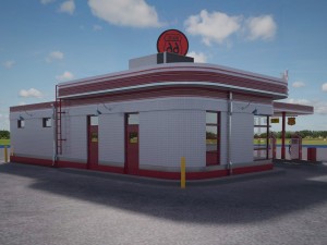 Gas Station Route 66 at Day and Night 3D Modell