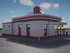 Gas Station Route 66 at Day and Night 3D Model