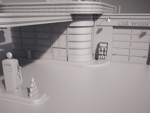 Gas Station Route 66 at Day and Night 3D Modell