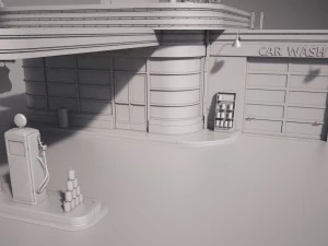 Gas Station Route 66 at Day and Night 3D Model