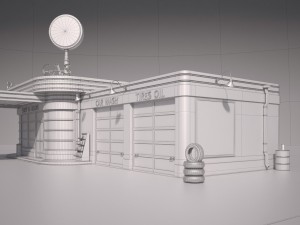 Gas Station Route 66 at Day and Night 3D Modell