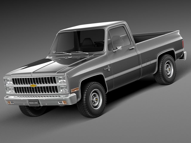 Chevrolet Silverado C10 1981-1987 3D Model .c4d .max .obj .3ds .fbx .stl .blend 