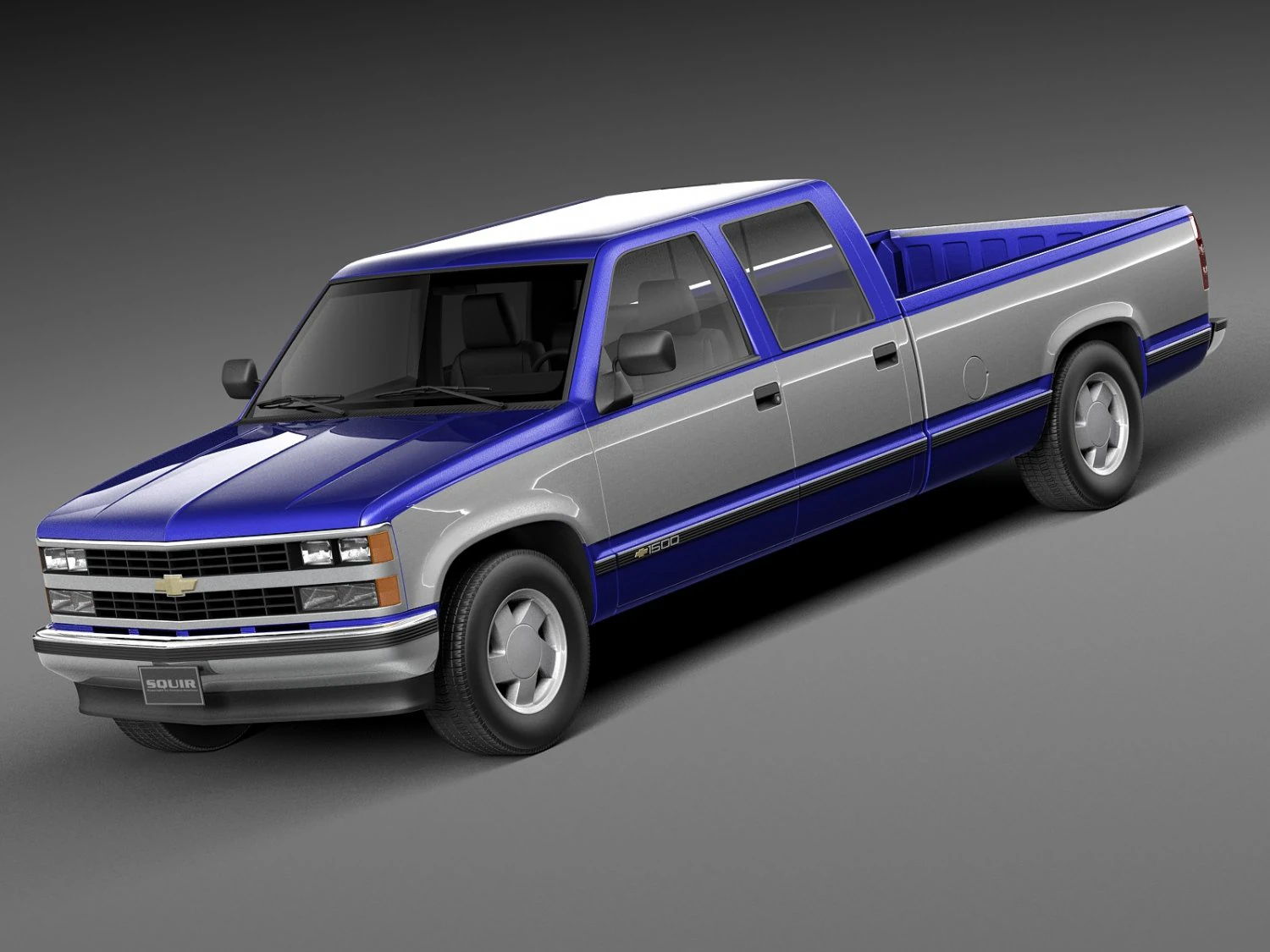 Chevrolet Silverado Crewcab 1988-1999 3D Model .c4d .max .obj .3ds .fbx .stl .blend 