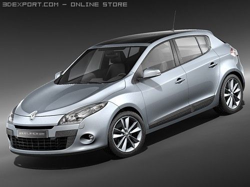 Renault Megane III Hatchback 3D Модель .c4d .max .obj .3ds .fbx .stl .blend 