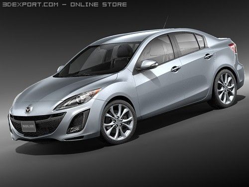 Mazda 3 Sedan 3D Model .c4d .max .obj .3ds .fbx .stl .blend 