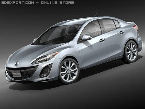 Mazda 3 Sedan 3D Model .c4d .max .obj .3ds .fbx .stl .blend 
