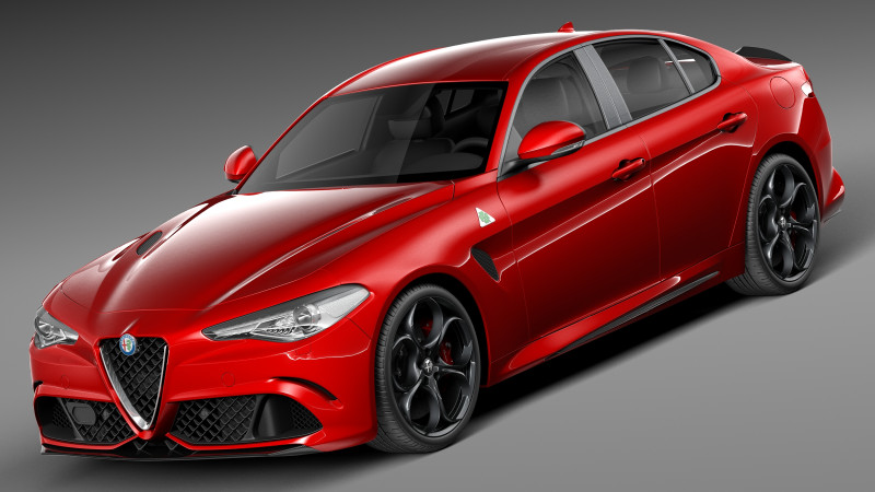 Alfa Romeo Giulia Quadrifoglio 2016 3D Модель .c4d .max .obj .3ds .fbx .stl .blend 
