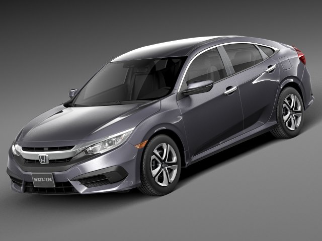 Honda Civic Sedan LX 2016 Model 3D .c4d .max .obj .3ds .fbx .stl .blend 