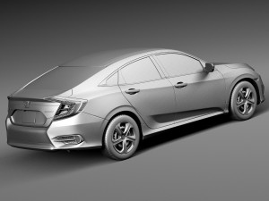 Honda Civic Sedan LX 2016 Model 3D