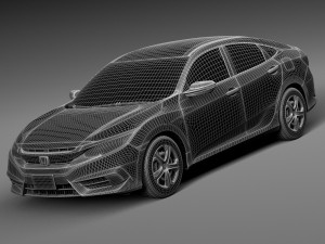 Honda Civic Sedan LX 2016 Model 3D
